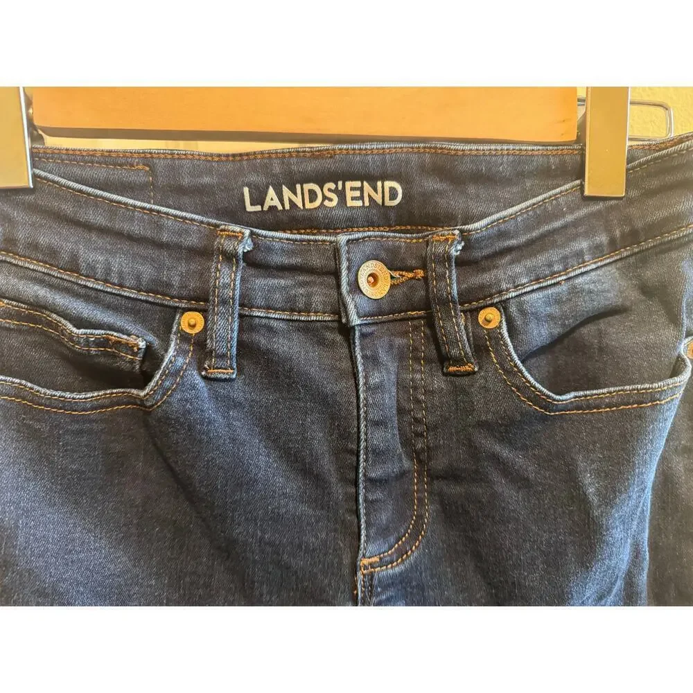 Lands' End Women's Mid Rise Straight Leg Blue Jeans Sz 2